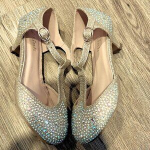 Link Jemma-12K Gold/Champagne Rhinestone Party Dress Shoes Size 1 Kids